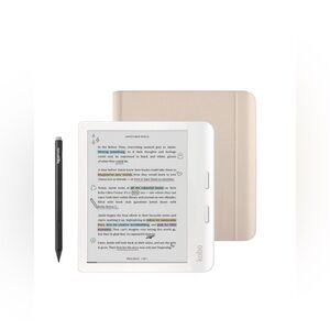 Kobo Libra Color Bundle w/ Sand Beige Case and Stylus